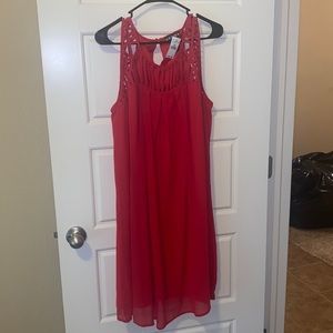 Red chiffon dress